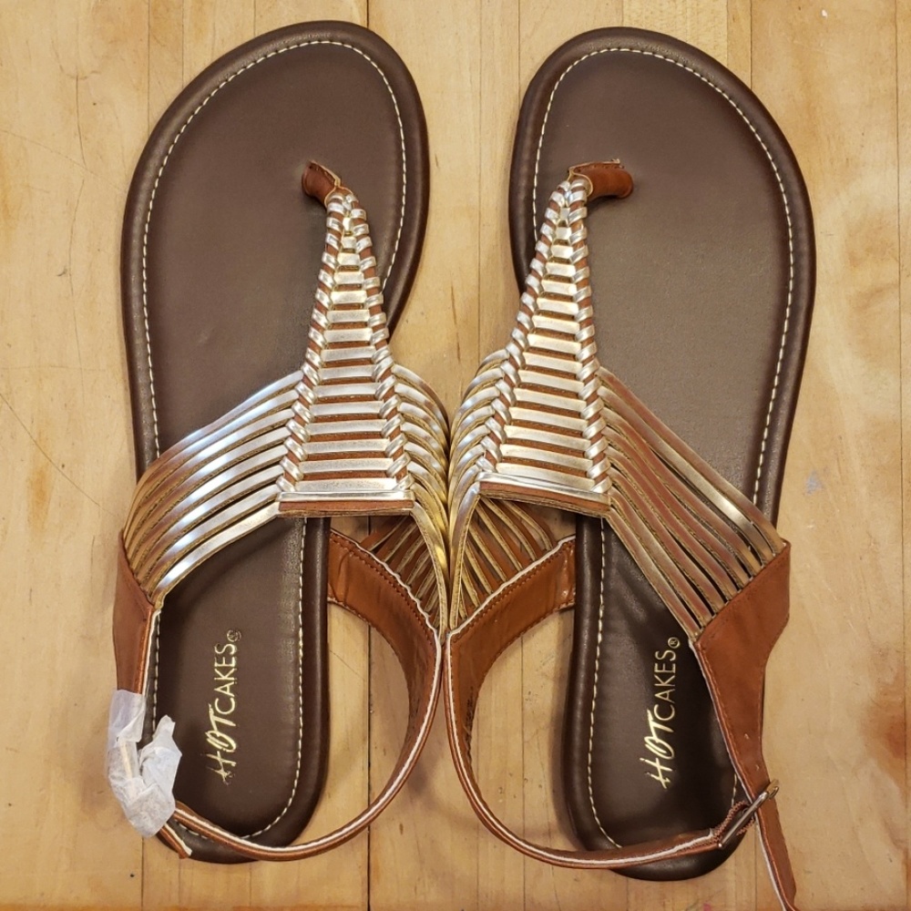 Women's gold & brown sandals